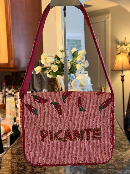 Trending Beaded Bags and Resort Collection - Picante Pepper Beaded Shoulder Bag