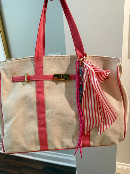Trending Beaded Bags and Resort Collection - BOATKIN Pink Sol Mer Tote Bag with Bag Charms