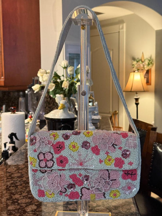 Trending Beaded Bags and Resort Collection - Pink & Yellow Beaded Shoulder Bag
