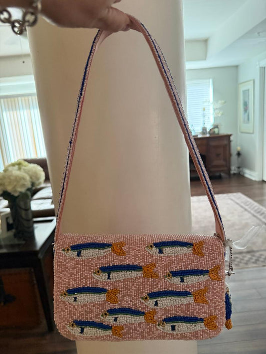 Trending Beaded Bags and Resort Collection - Pink Sardine Bag