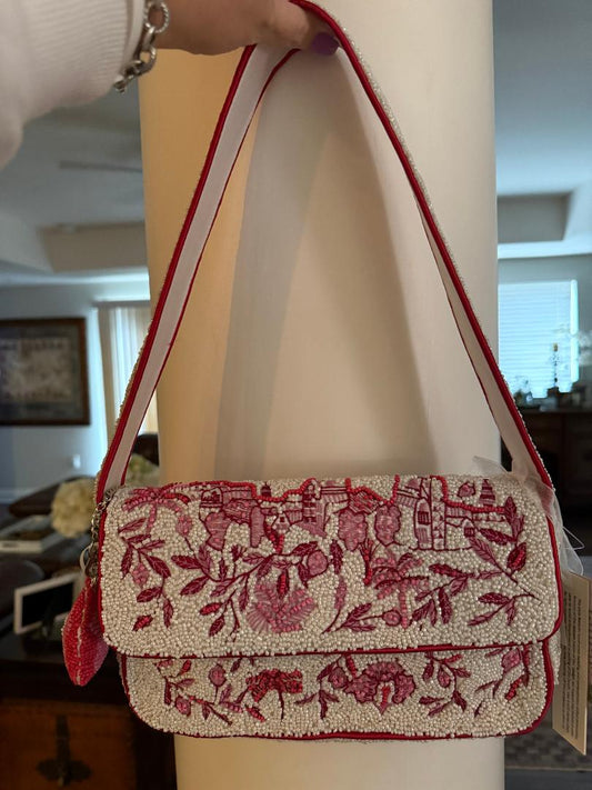 Trending Beaded Bags and Resort Collection - Pink Floral with bag charm