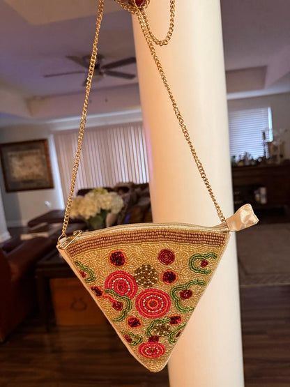 Trending Beaded Bags and Resort Collection - Pizza Slice Beaded Crossbody Bag
