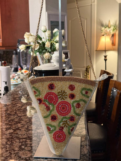 Trending Beaded Bags and Resort Collection - Pizza Slice Beaded Crossbody Bag