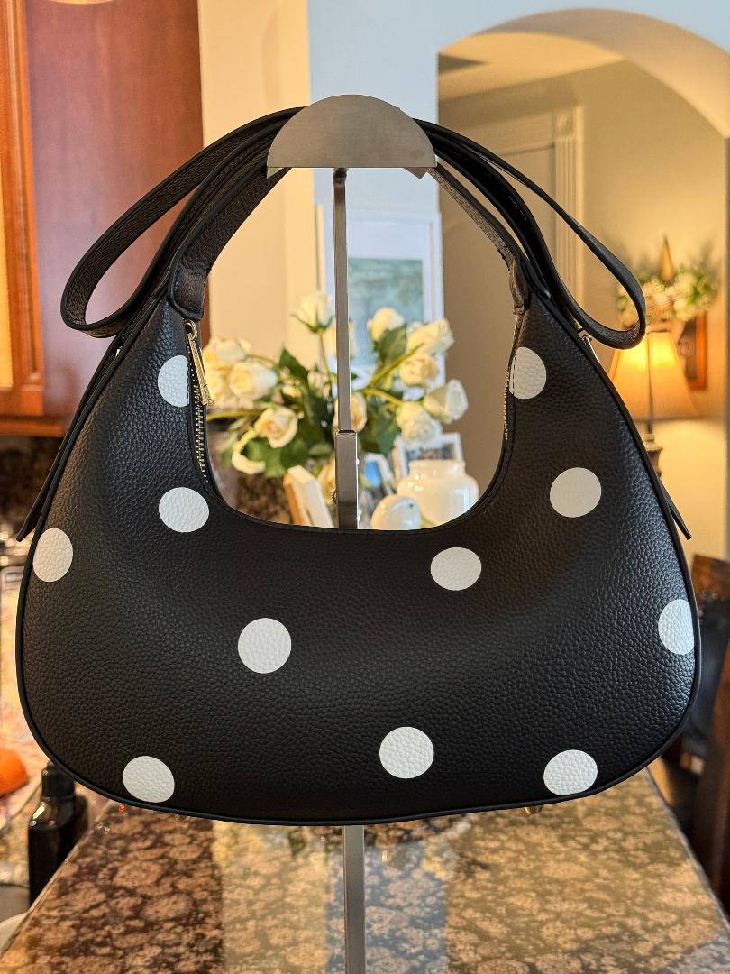 Trending Beaded Bags and Resort Collection - Black Polka Dots Shoulder Bag