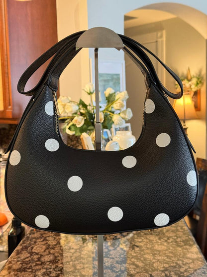 Trending Beaded Bags and Resort Collection - Black Polka Dots Shoulder Bag