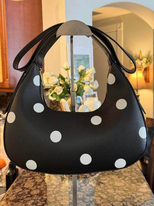 Trending Beaded Bags and Resort Collection - Black Polka Dots Shoulder Bag