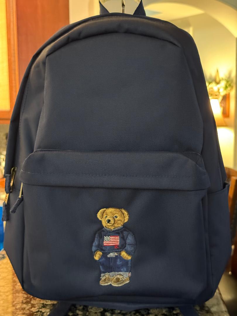 Trending Beaded Bags and Resort Collection - Ralph Lauren Navy Blue Polo Teddy Bear Backpack