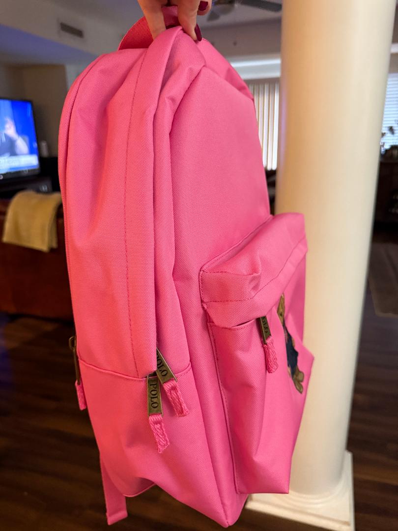 Trending Beaded Bags and Resort Collection - Ralph Lauren Pink Polo Bear Backpack