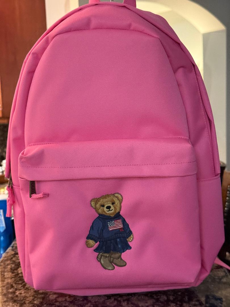 Trending Beaded Bags and Resort Collection - Ralph Lauren Pink Polo Bear Backpack