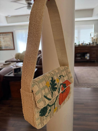 Trending Beaded Bags and Resort Collection - Pumpkin Patch Beaded Shoulder Bag