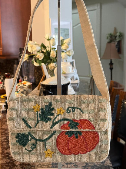 Trending Beaded Bags and Resort Collection - Pumpkin Patch Beaded Shoulder Bag
