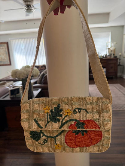 Trending Beaded Bags and Resort Collection - Pumpkin Patch Beaded Shoulder Bag