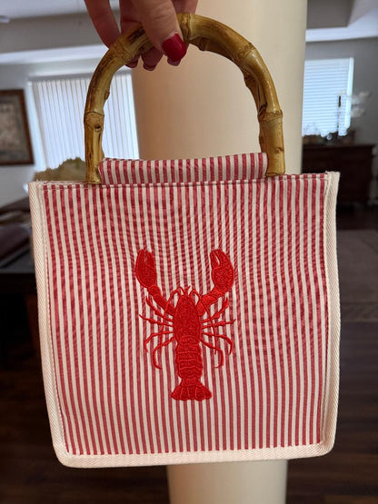 Trending Beaded Bags and Resort Collection - Tommy Bahama Lobster Tote with Bamboo Handle