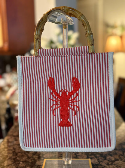 Trending Beaded Bags and Resort Collection - Tommy Bahama Lobster Tote with Bamboo Handle