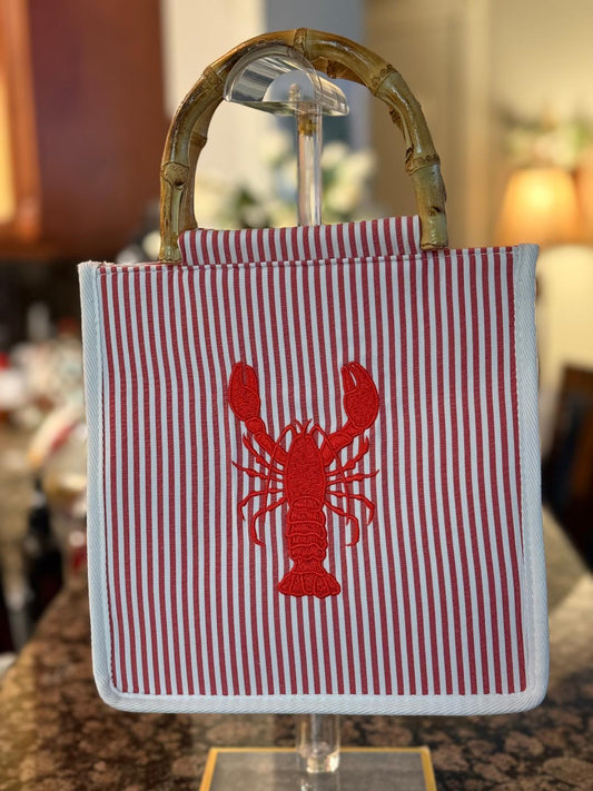 Trending Beaded Bags and Resort Collection - Tommy Bahama Lobster Tote with Bamboo Handle