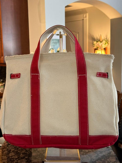 Trending Beaded Bags and Resort Collection - BOATKIN MEDIUM Red Canvas "Boatkin" Tote Bag