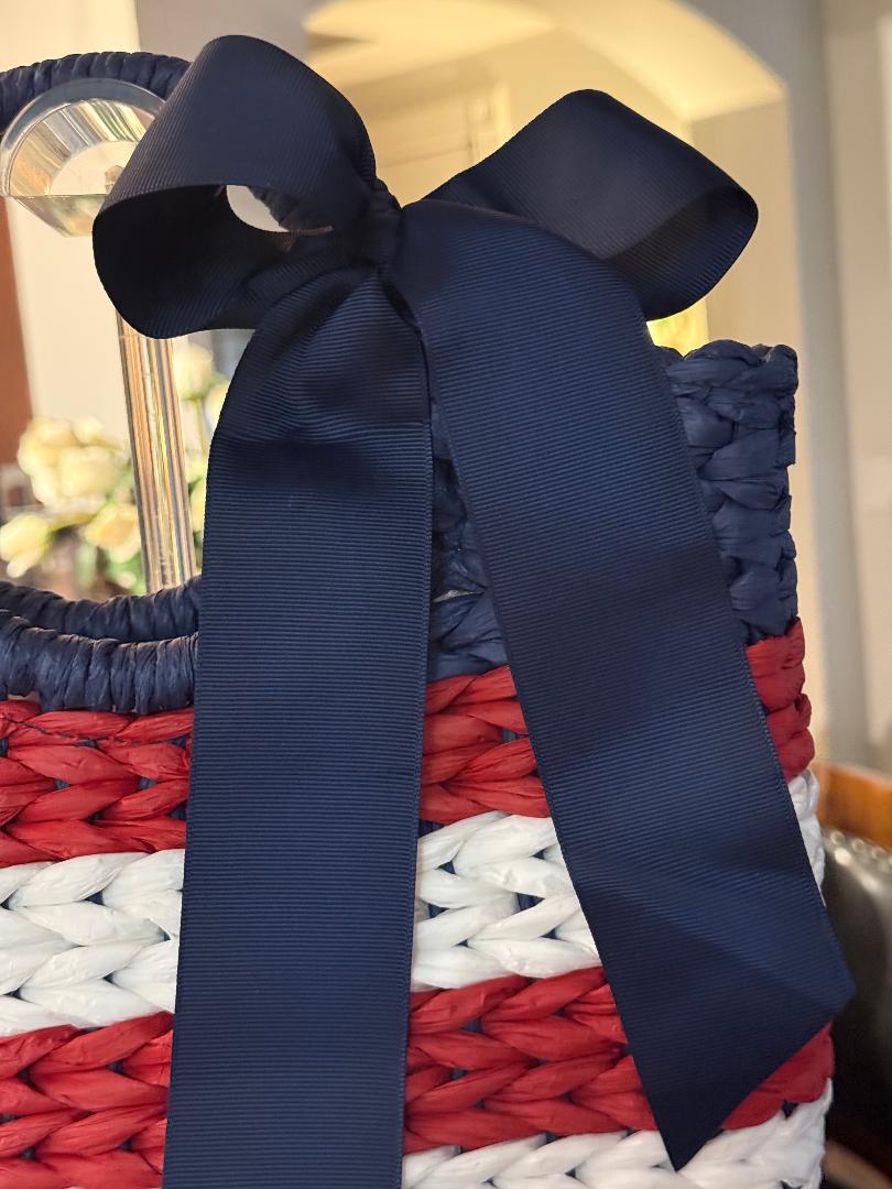 Trending Beaded Bags and Resort Collection - Red White & Blue Navy Blue Bow Tote