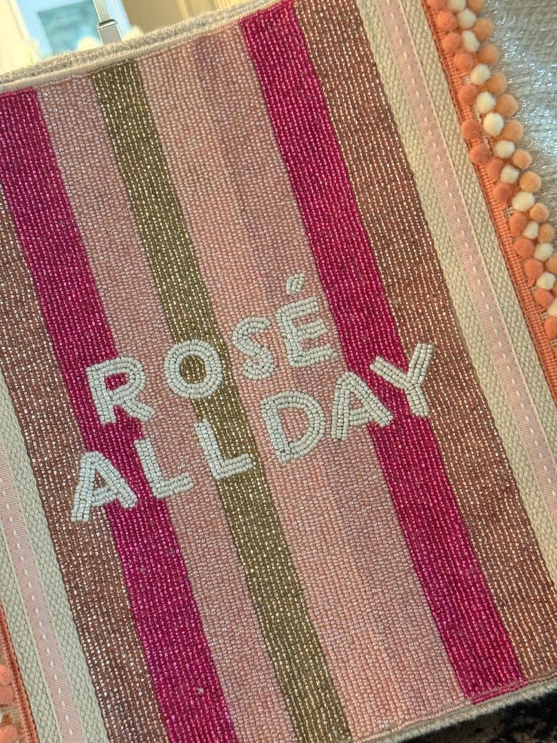 Trending Beaded Bags and Resort Collection - America & Beyond "Rose All Day" Beaded Large Tote