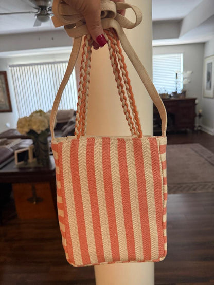Trending Beaded Bags and Resort Collection - Hot Pink & White Striped Palm Tree Crossbody
