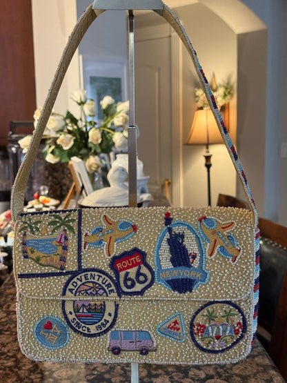 Trending Beaded Bags and Resort Collection - Route 66 Beaded Shoulder Bag