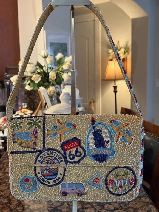 Trending Beaded Bags and Resort Collection - Route 66 Beaded Shoulder Bag