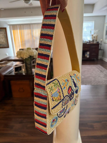 Trending Beaded Bags and Resort Collection - Route 66 Beaded Shoulder Bag
