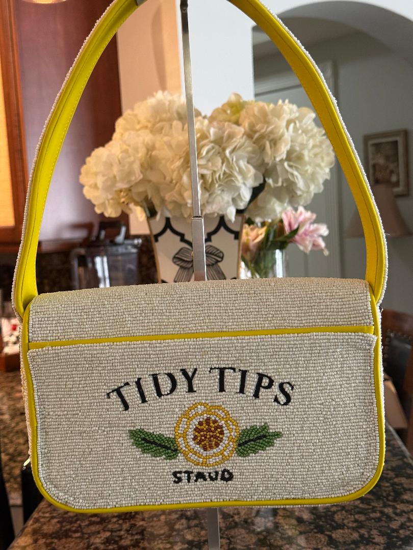 Trending Beaded Bags and Resort Collection - STAUD Tommy Beaded Tidy Tips Shoulder Bag