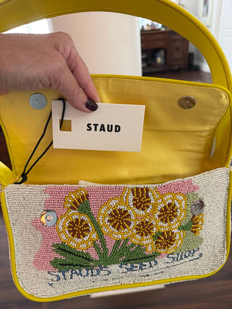 Trending Beaded Bags and Resort Collection - STAUD Tommy Beaded Tidy Tips Shoulder Bag