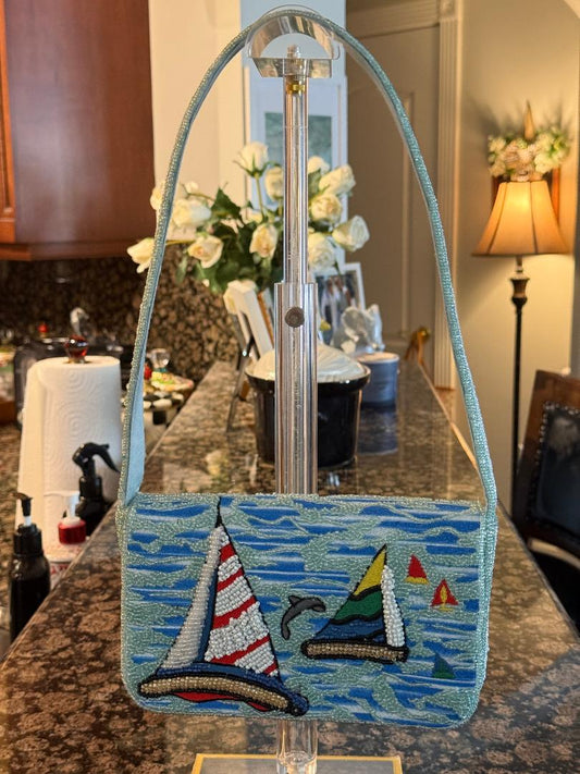 Trending Beaded Bags and Resort Collection - Sailboat Ocean Scene