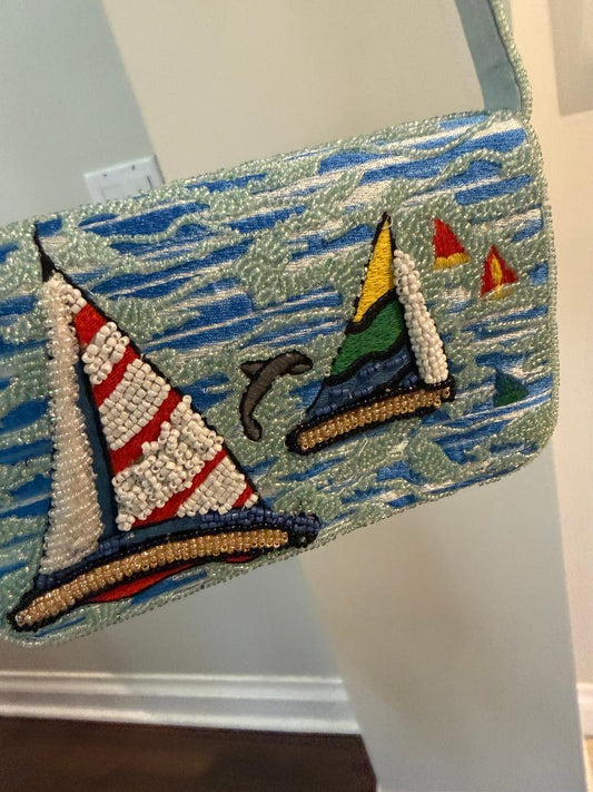 Trending Beaded Bags and Resort Collection - Sailboat Ocean Scene