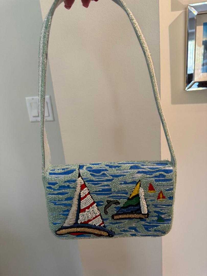 Trending Beaded Bags and Resort Collection - Sailboat Ocean Scene