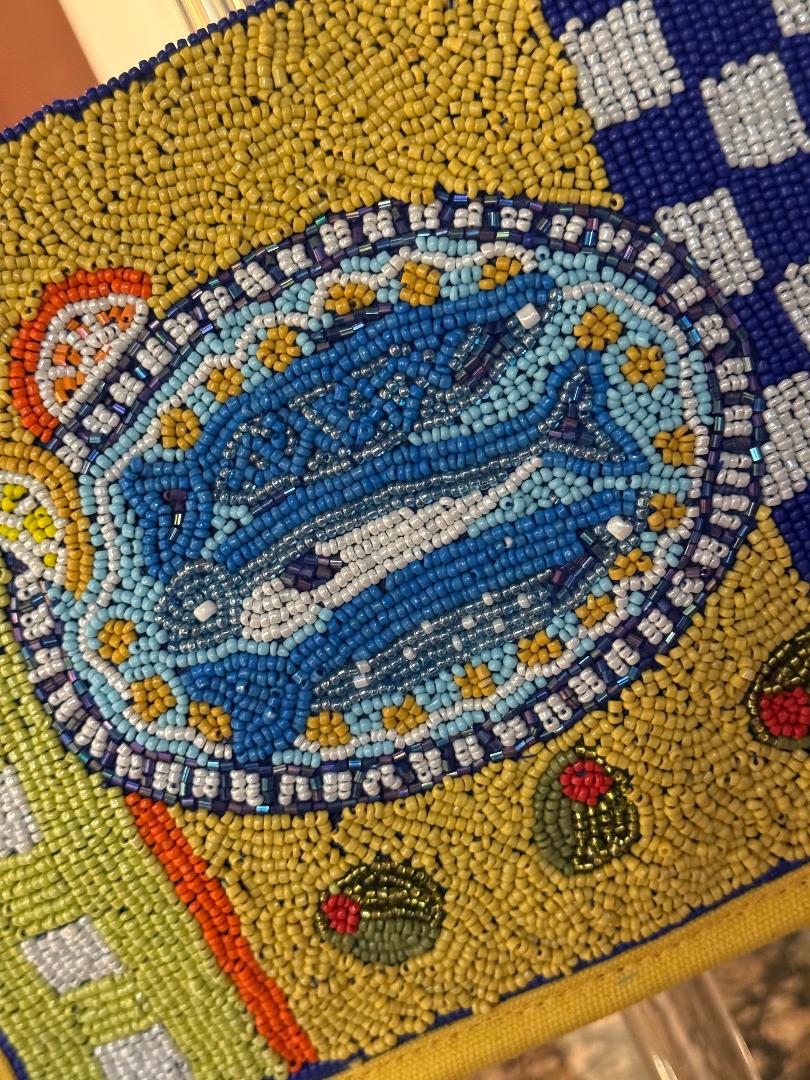 Trending Beaded Bags and Resort Collection - America & Beyond Mediterranean Sardine Hand-Beaded Mini Tote