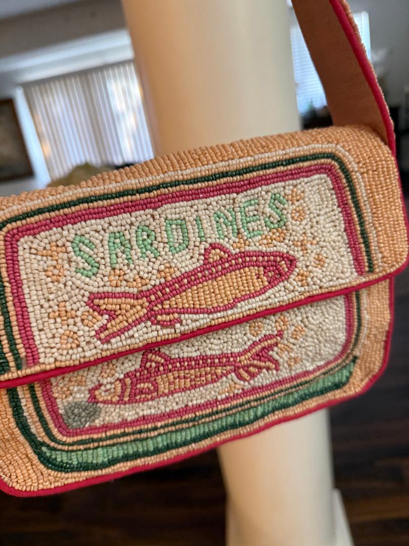 Trending Beaded Bags and Resort Collection - Sardine Pink Beaded Shoulder Bag