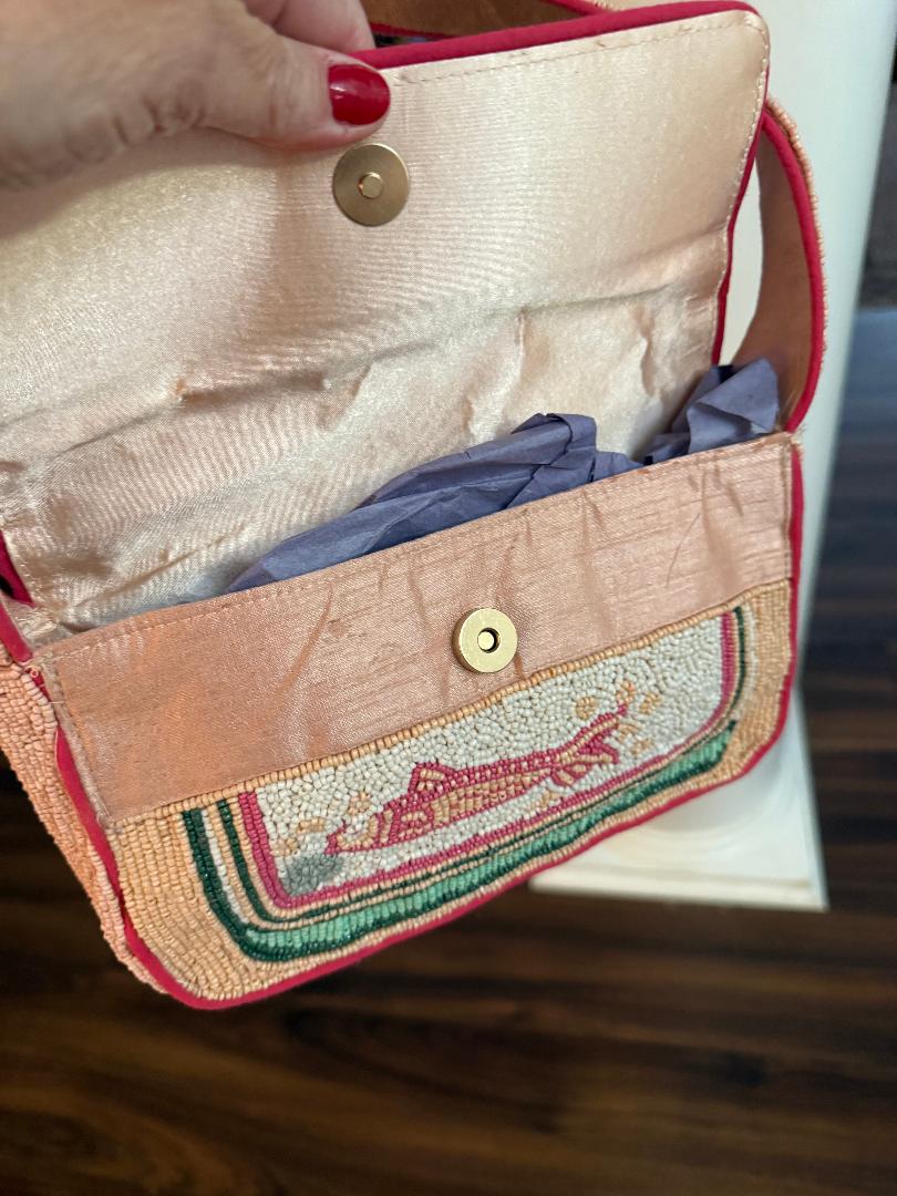 Trending Beaded Bags and Resort Collection - Sardine Pink Beaded Shoulder Bag