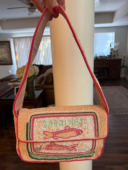 Trending Beaded Bags and Resort Collection - Sardine Pink Beaded Shoulder Bag