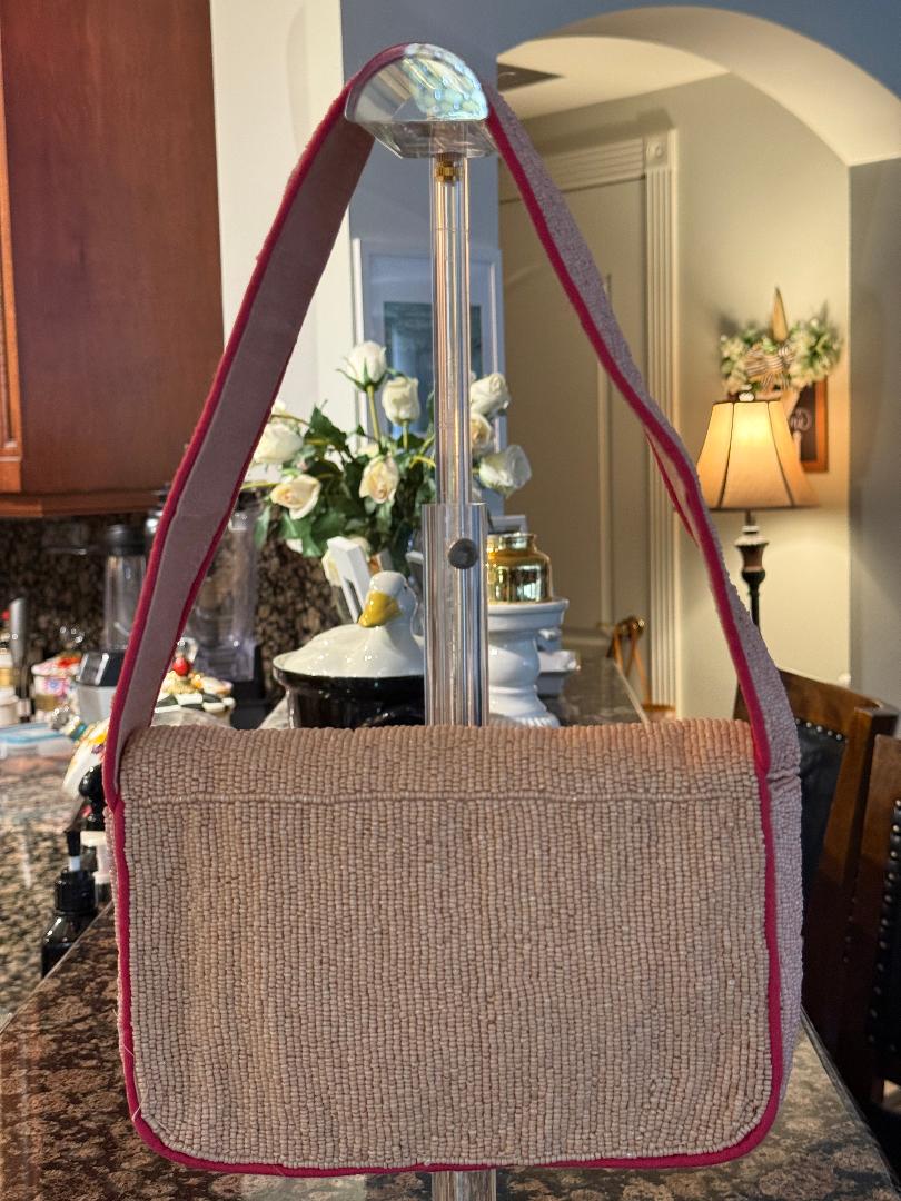 Trending Beaded Bags and Resort Collection - Sardine Pink Beaded Shoulder Bag