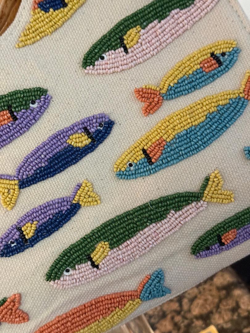 Trending Beaded Bags and Resort Collection - Sardine Tote with Bamboo Handle