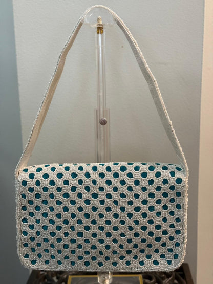 Trending Beaded Bags and Resort Collection - Seashell with Blue Polka Dots