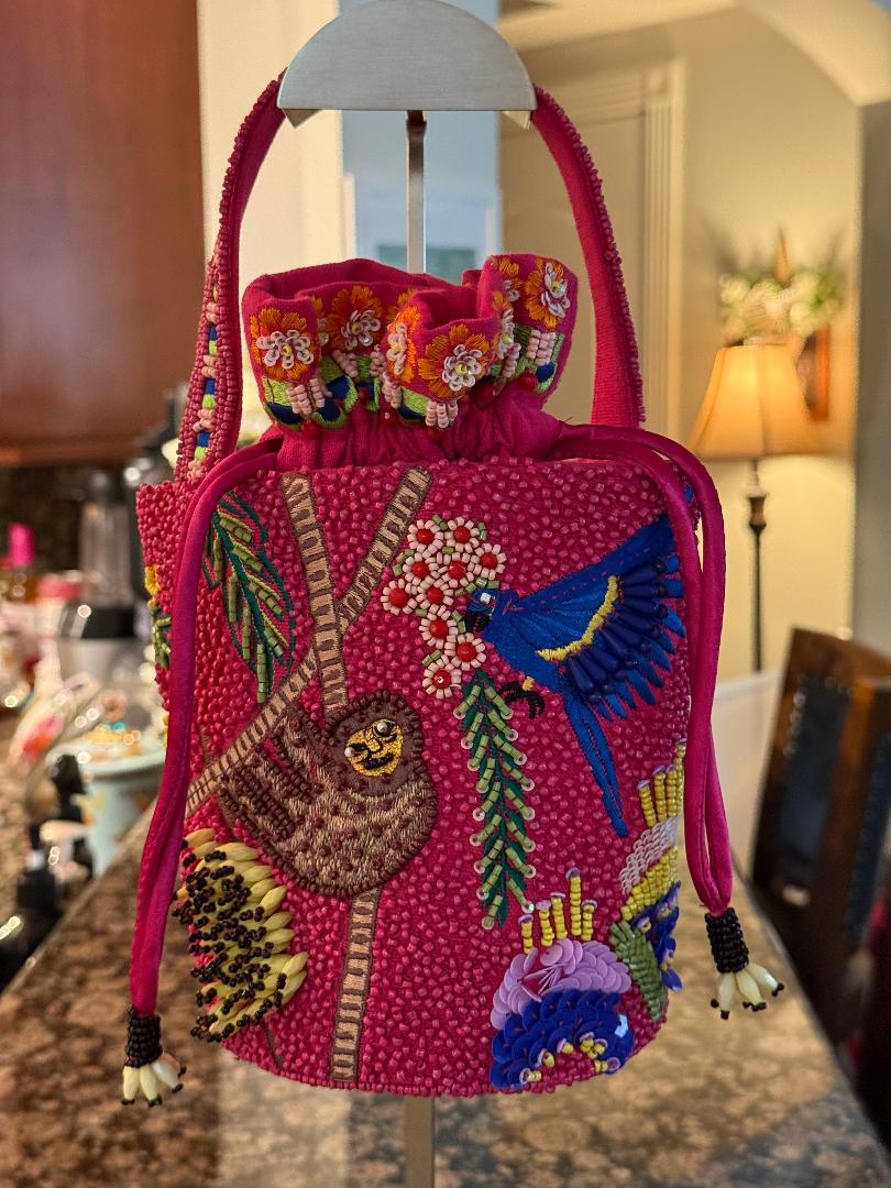 Trending Beaded Bags and Resort Collection - Beaded Sloth Small Bucket Tote