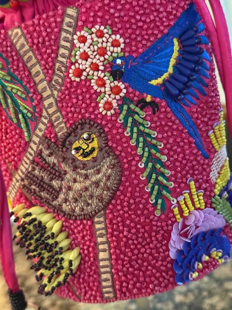 Trending Beaded Bags and Resort Collection - Beaded Sloth Small Bucket Tote