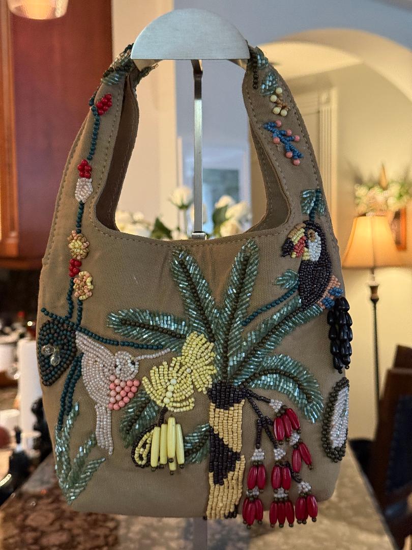 Trending Beaded Bags and Resort Collection - Tropical Toucan & Sloth Beaded Tote