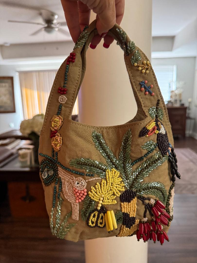 Trending Beaded Bags and Resort Collection - Tropical Toucan & Sloth Beaded Tote