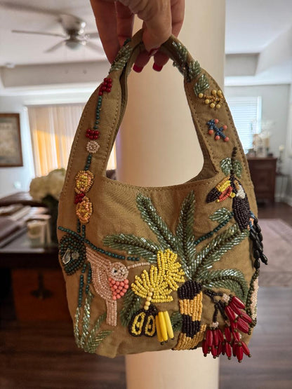 Trending Beaded Bags and Resort Collection - Tropical Toucan & Sloth Beaded Tote