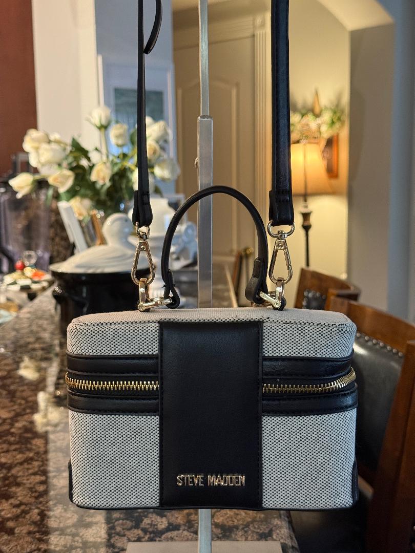 Trending Beaded Bags and Resort Collection - Steve Madden Black Vanity Crossbody