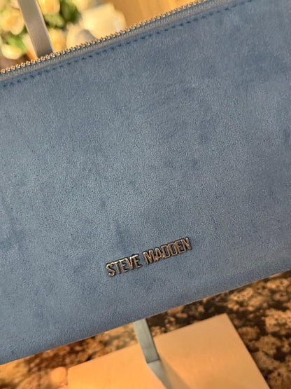 Trending Beaded Bags and Resort Collection - Steve Madden Blue Suede Shoulder Bag