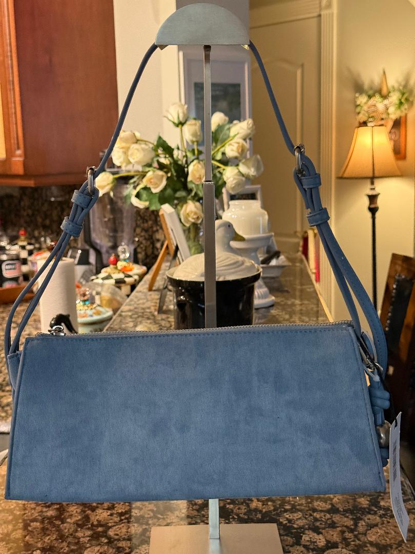 Trending Beaded Bags and Resort Collection - Steve Madden Blue Suede Shoulder Bag