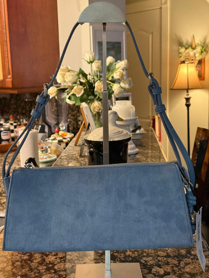 Trending Beaded Bags and Resort Collection - Steve Madden Blue Suede Shoulder Bag