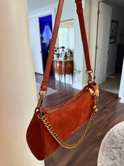 Trending Beaded Bags and Resort Collection - Steve Madden Rust Suede Shoulder Bag