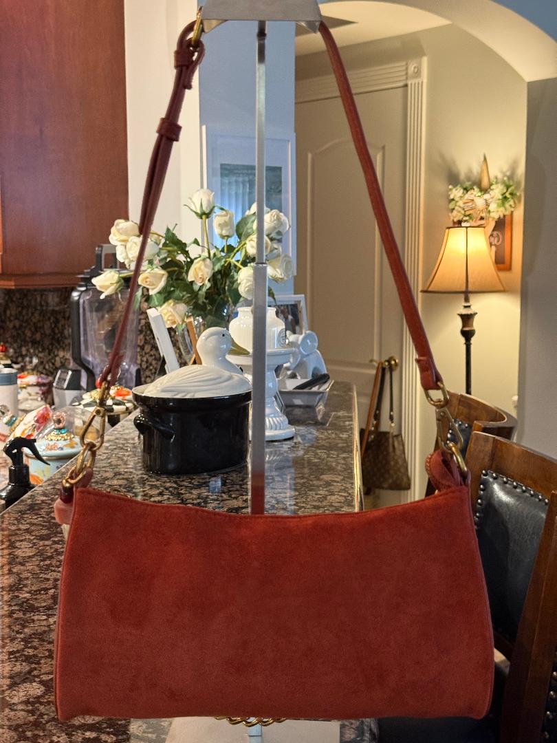 Trending Beaded Bags and Resort Collection - Steve Madden Rust Suede Shoulder Bag