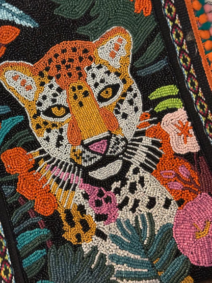 Trending Beaded Bags and Resort Collection - America & Beyond Tropical Leopard Beaded Tote